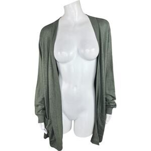 Denim & Co. Beach Regular Open Front Tunic Cardigan‎ Dark Olive X-Large NWOT